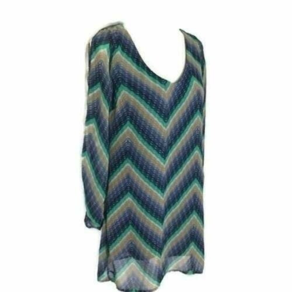 Speechless Split Sleeve Cold Shoulder Tunic Womens Medium Lined Multicolored